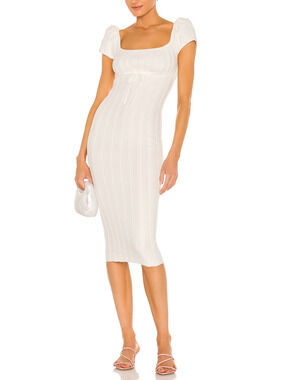 Lpa Ribbed White Coco Dress Size M